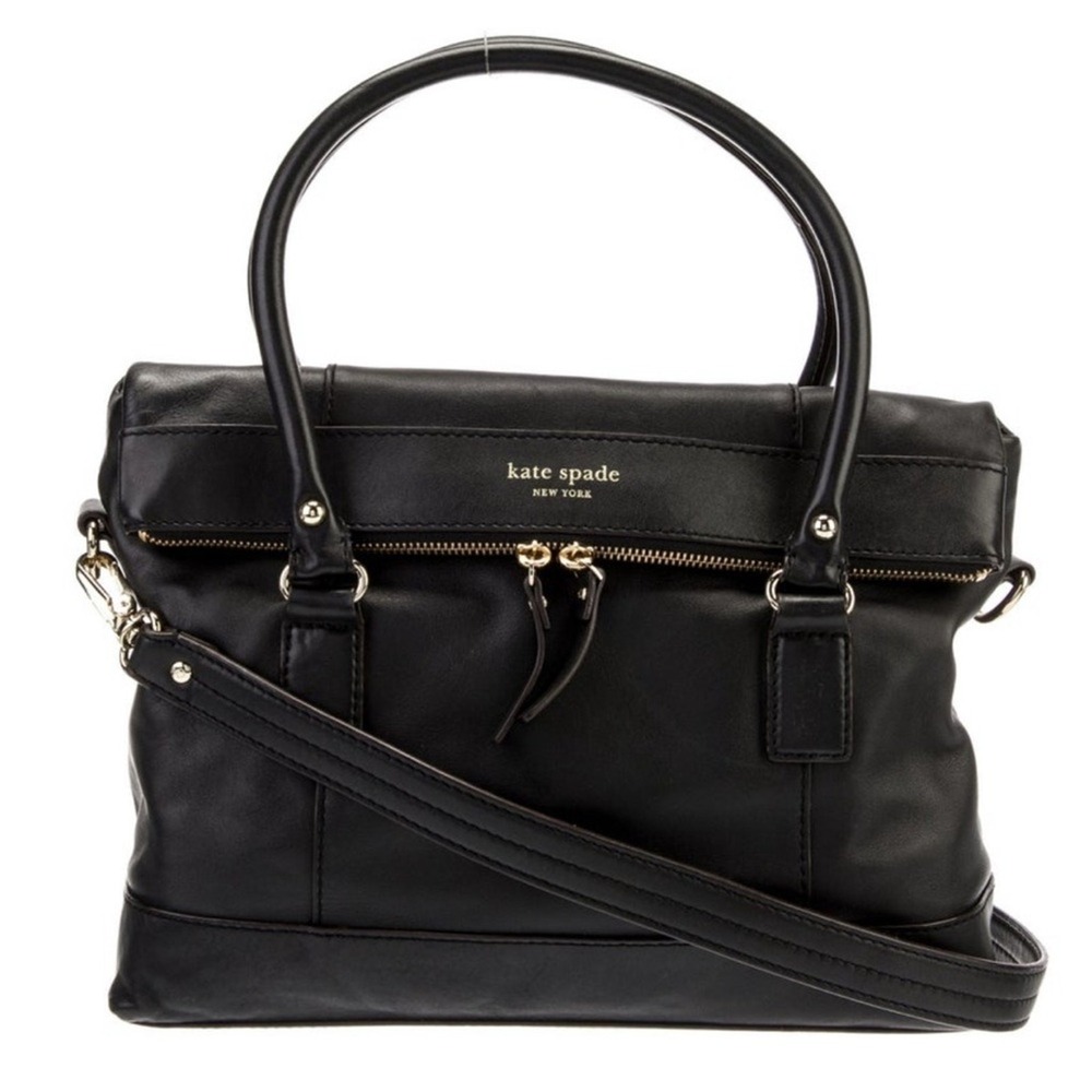 Kate Spade Women's Black Leather Top Handle convertible Handbag